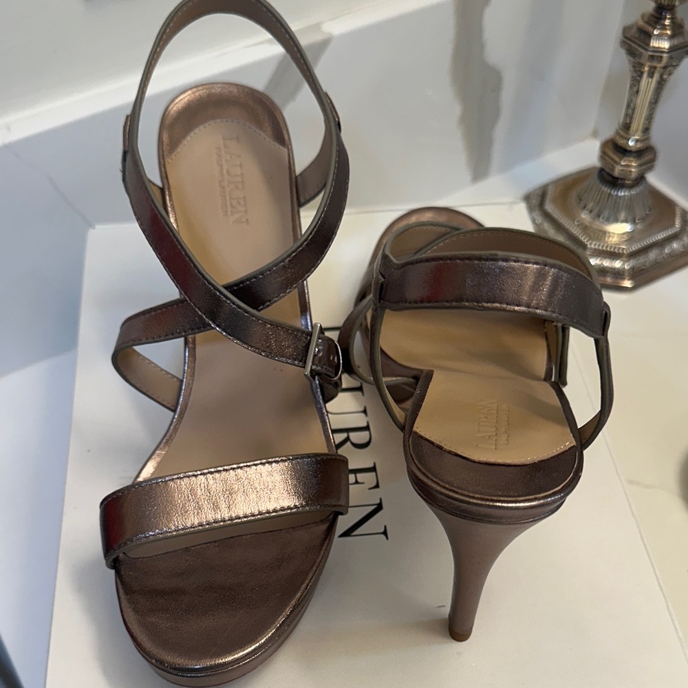 Lauren Ralph Lauren Metallic Brown Strappy Heels